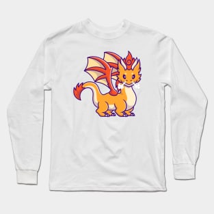 Cute Adult Orange Dragon Angry Cartoon Long Sleeve T-Shirt